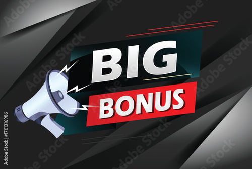 Big bonus word concept vector illustration with megaphone and 3d style, landing page, template, ui, web, mobile app, poster, banner, flyer, background, gift card, coupon, label, wallpaper 