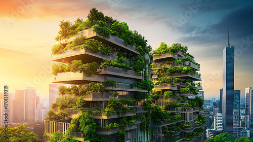 Innovative futuristic building with curved natural architecture high resolution picture