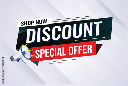 discount special offer word concept vector illustration with lines modern futuristic 3d style for landing page template web mobile app poster banner flyer background gift card coupon label wallpaper 