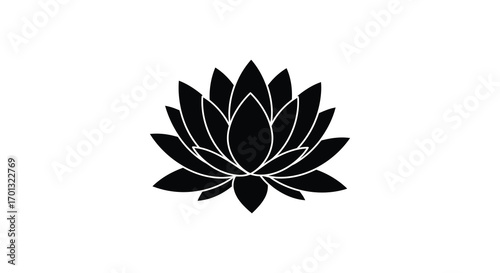 a black silhouette of a blooming lotus flower