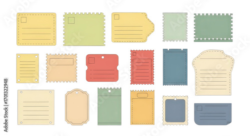 Collection of Colorful Blank Sticky Notes and Paper Memos.