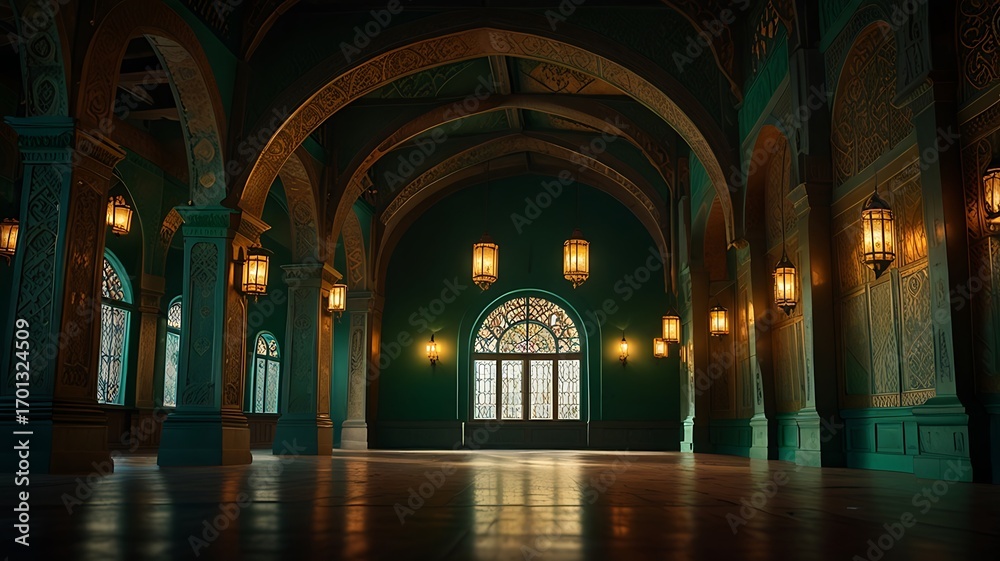 Obraz premium Cinematic wide angle interior shot of ornate architecture