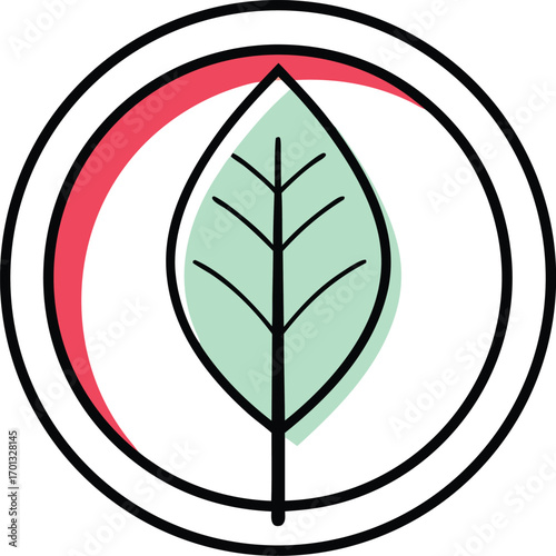 Green leaf vector icon symbolizing nature, eco-friendly design, and organic environment