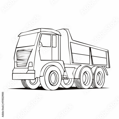 Vector Illustration of Classic Dump Truck Outline