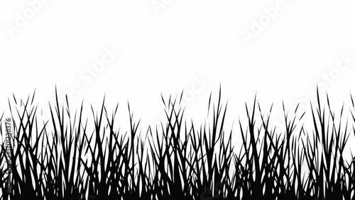 Vector silhouette of grass blades against a white background creating a natural and simple visual representation of nature