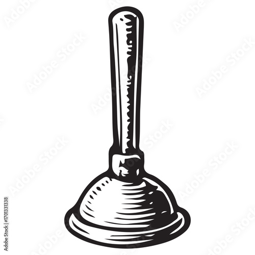 Vintage Plunger Illustration: Essential Plumbing Tool