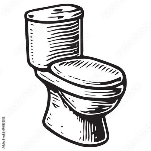 Vintage Toilet Illustration: Classic Porcelain Commode