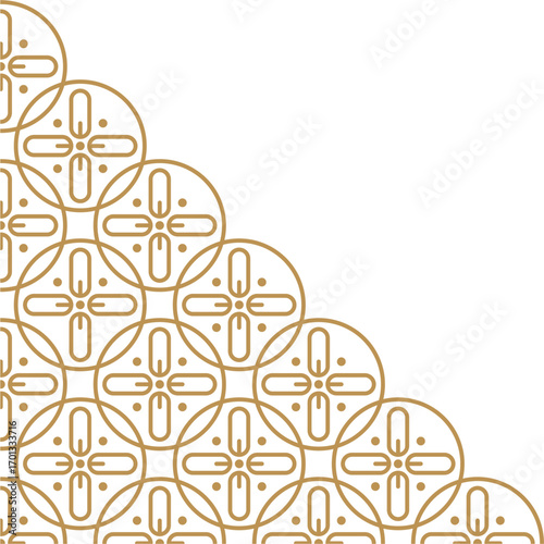 Teal Floral Pattern Corner Design with Japanese and Chinese Style