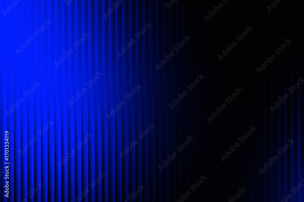Fototapeta premium Abstract Blue and Black Vertical Ribbed Texture Background with Fading Light photo