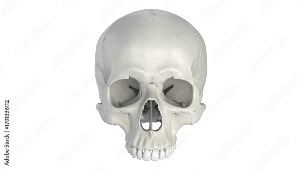Obraz premium Human skull, anatomical model, white background, study