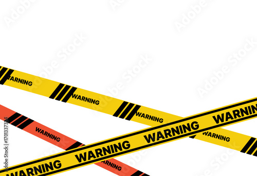 Warning tape set. Isolated yellow danger caution tape icons. Safety warning tape collection. Attention barrier police stop line sign vector illustration