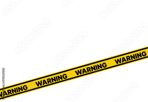 Police yellow tapes. Seamless striped security ribbons. Set warning tapes lines for restriction of criminal accident zones. Barrier borders for crime places on white background. Vector illustration.
