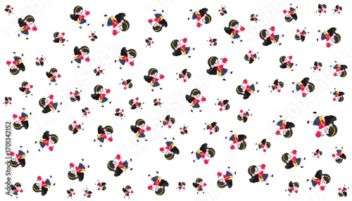 Vector Random Pattern Apple Girl Background