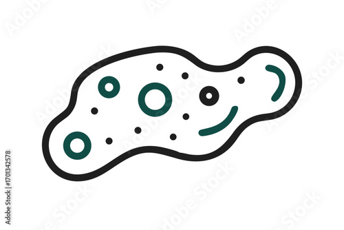 Outline of a singlecelled organism with dots and circles