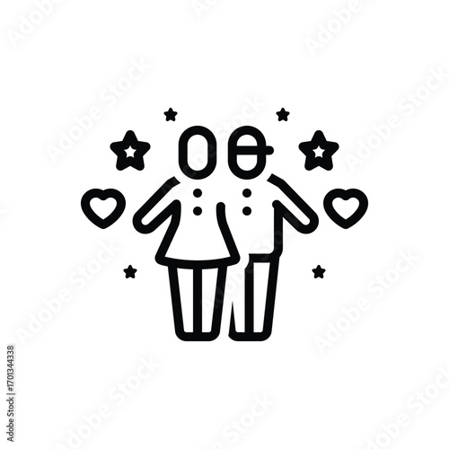 Black line icon for sibling stories