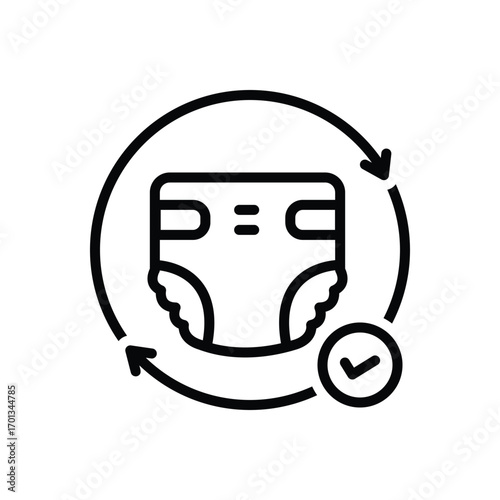 Black line icon for diaper duty