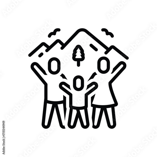Black line icon for family adventures