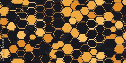Golden yellow hexagons and leopard spots create a seamless, sweet honeycomb pattern