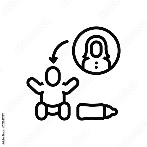 Black line icon for nursery necessities