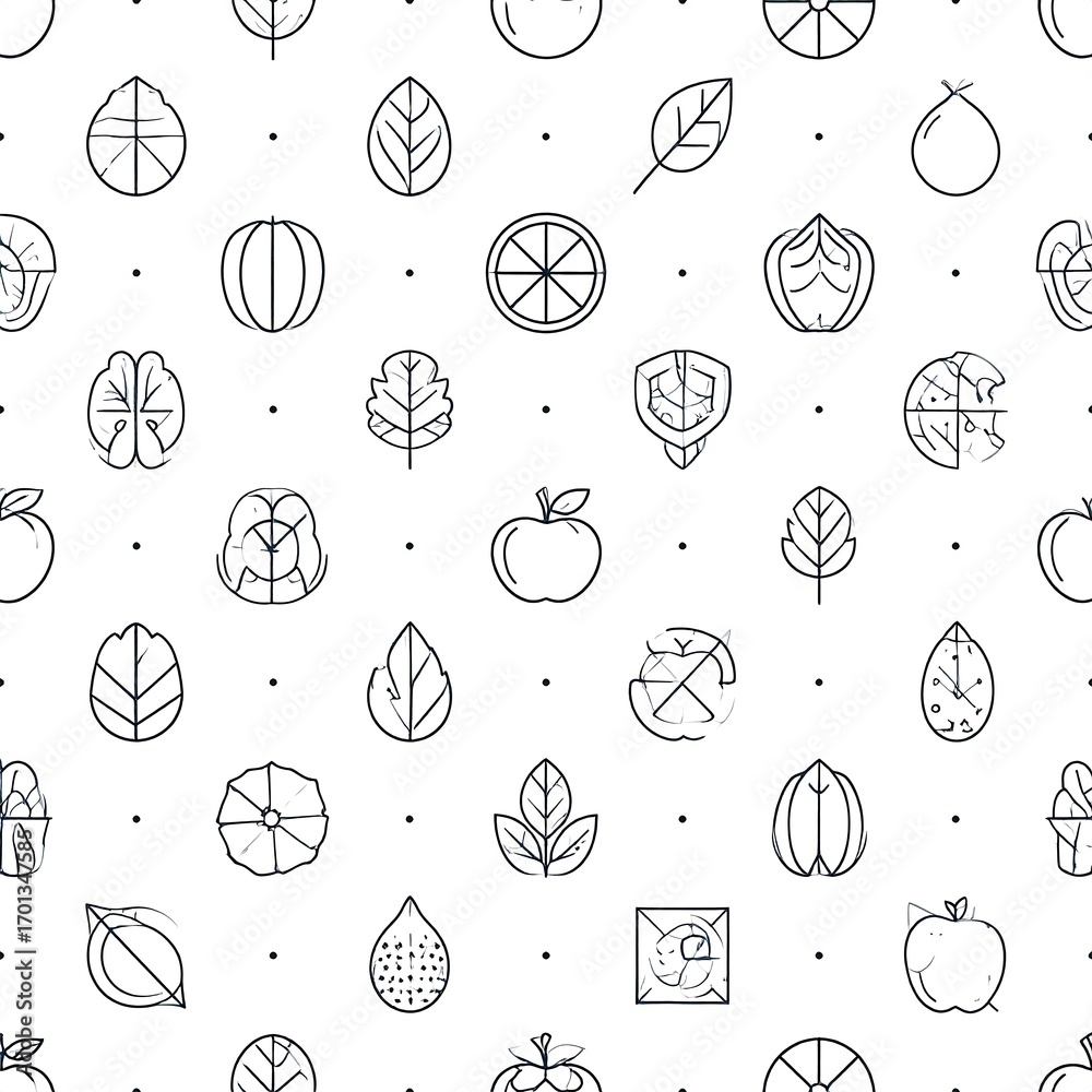 Abstract fruit and leaf pattern Abstract fruit and leaf pattern