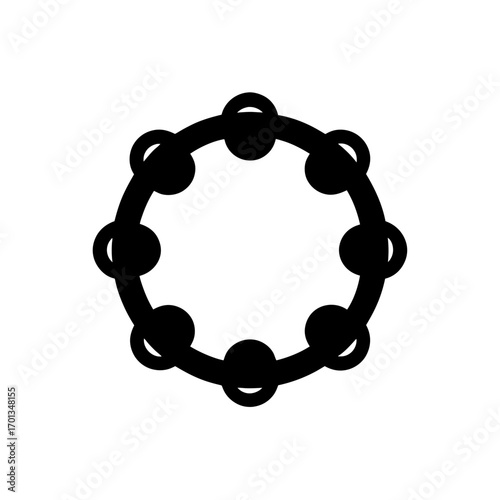 Illustration of a black tambourine object on transparent background
