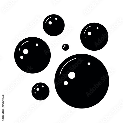 Cute glowing pastel color bubbles softly floating in the air Vector illustration