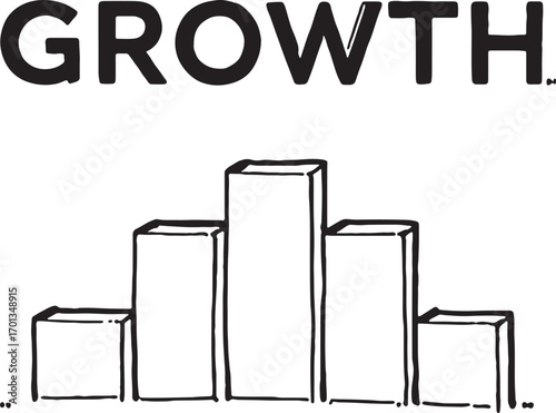 Growth bar chart illustration with rising columns, symbolizing progress, business success, and financial development