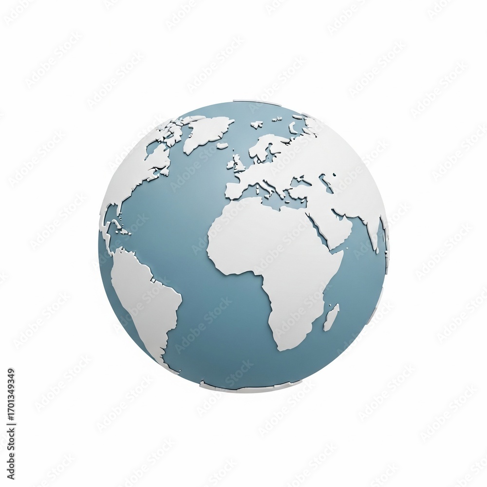 Fototapeta premium Artistic representation of the Earth globe, showcasing continents and oceans.