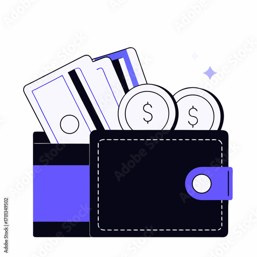 Modern digital wallet icon and illustration for mobile payments