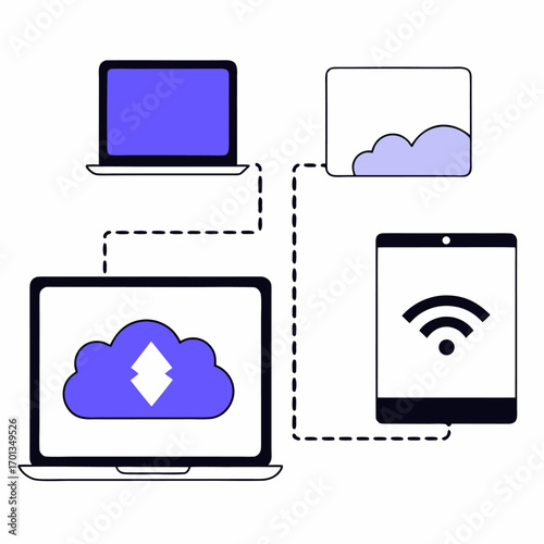 Cloud service icon for internet of things and smart technology applications