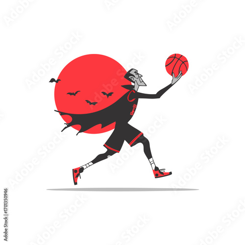 Vampire Basketball Player Shooting Ball