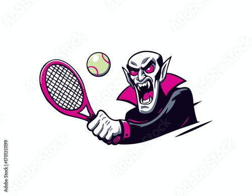 Scary Vampire Hitting Tennis Ball