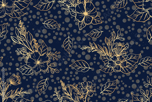 seamless pattern golden flower luxury background