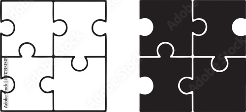 Puzzle games vector icons set. Gaming and Virtual Worlds icon in flat outline and editable stroke line art
