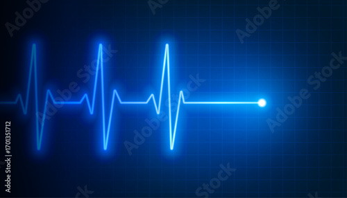 blue neon ecg heartbeat cardio graph background
