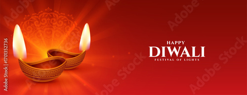 shubh diwali celebration red banner festival of lights