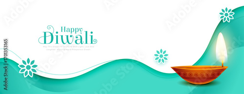 happy diwali festive event banner in papercut style