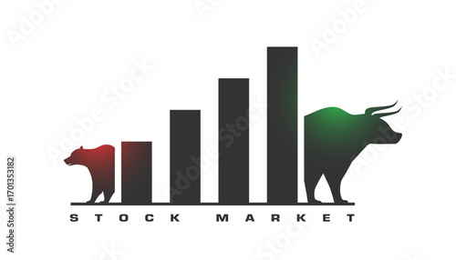 stock market financial chart bear vs bull strategy background