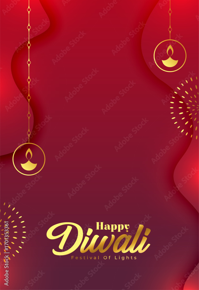 Naklejka premium happy diwali event red template with shiny effect