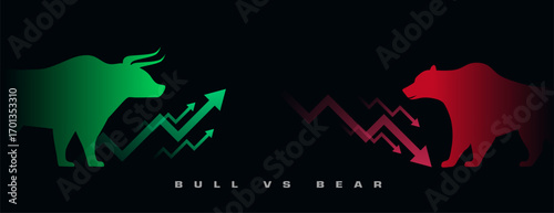 bullish vs bearish stock trade strategy concept background