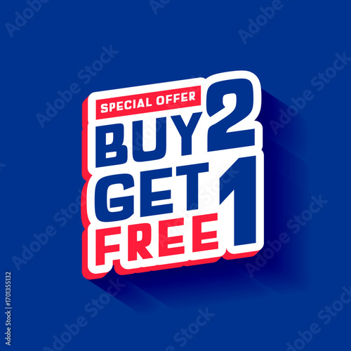 special offer buy 2 get 1 free sticker background design