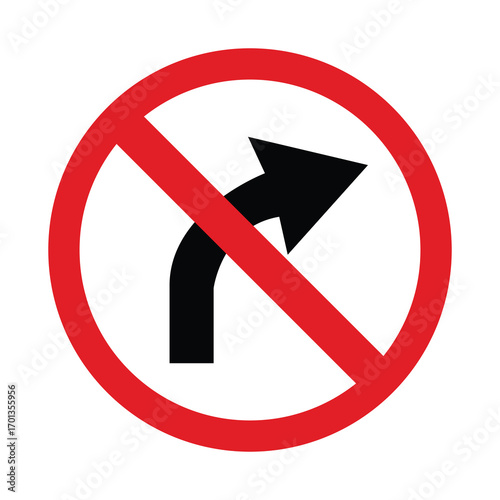 No right turn sign . Vector illustration