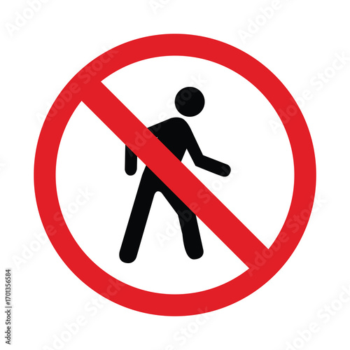 No walking traffic sign, prohibition no pedestrian sign vector for graphic design, logo, web site, social media, mobile app, ui