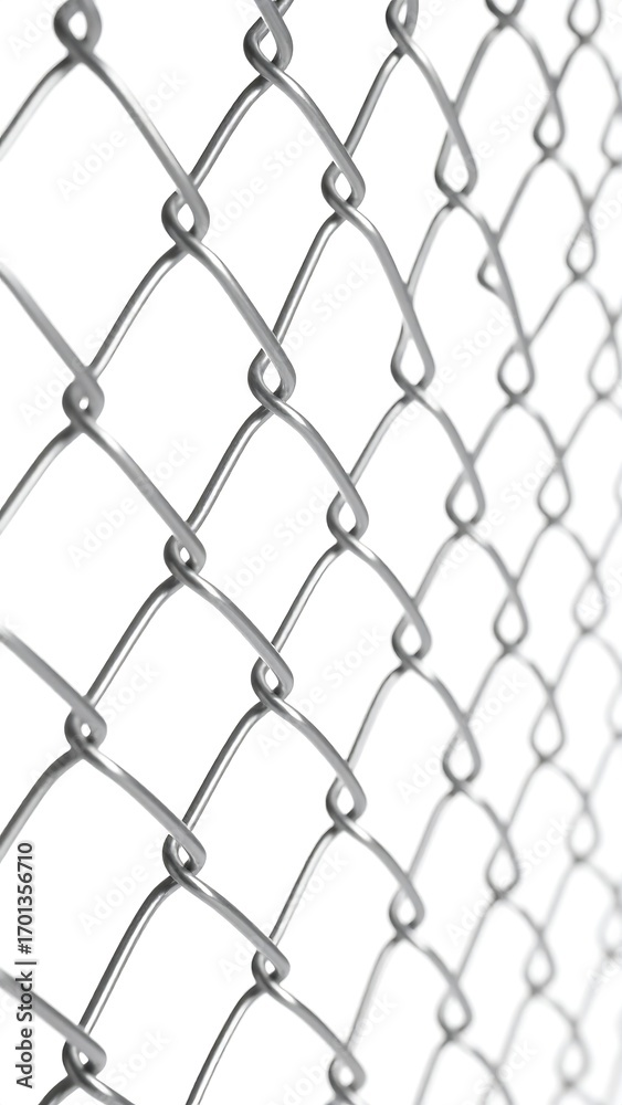 Fototapeta premium Chain link fence close-up, outdoors, blurred background, security