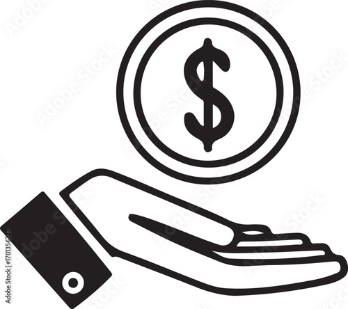 Giving donation to other icon. Flat line art vector illustration