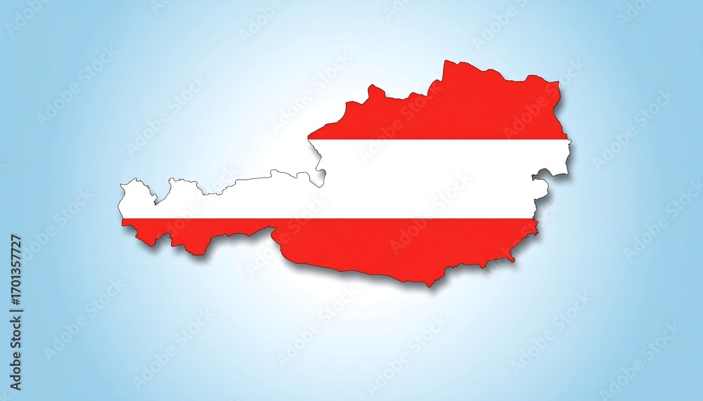 Obraz premium Austria map overlaying flag