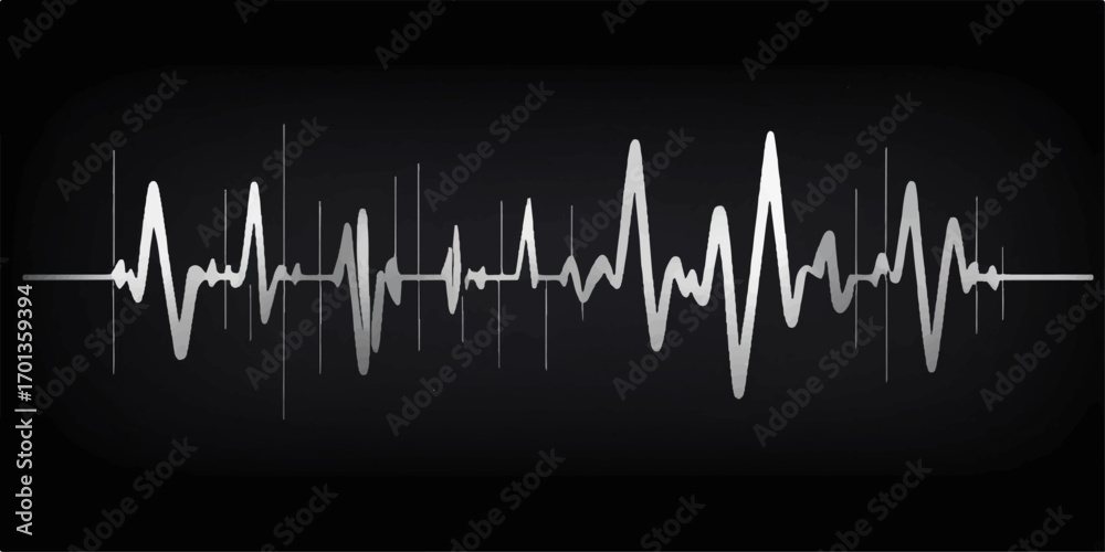 Obraz premium Medical heart rate graph showing a green cardiogram wave on a monitor, representing a healthy pulse and heartbeat
