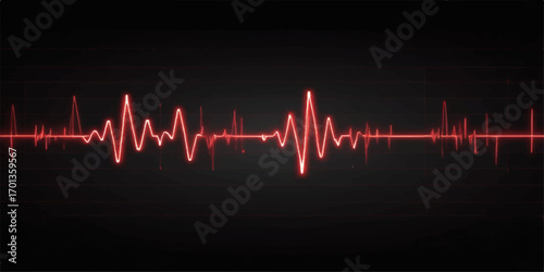 Medical heartbeat cardiogram on a black monitor screen with a green line