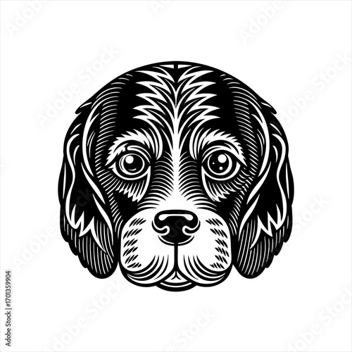 Stylized Black and White Dog Face Illustration 1.
