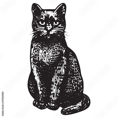 Black Cat Familiar Art: Mystical Witchcraft Cat Illustration